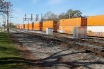 Line of container cars from the west